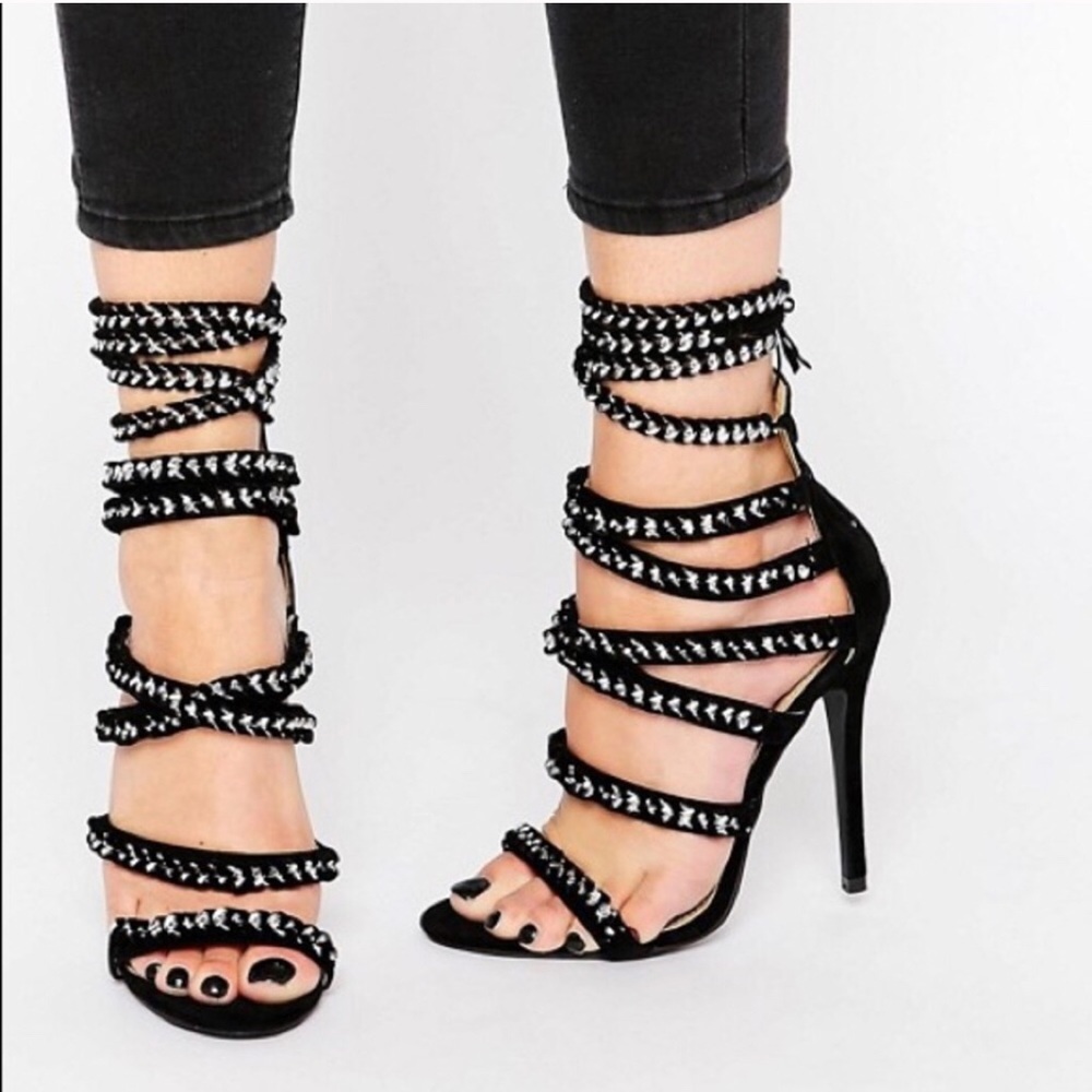 ALEXANDRA STILETTO HEELS IN BLACK FAUX SUEDE